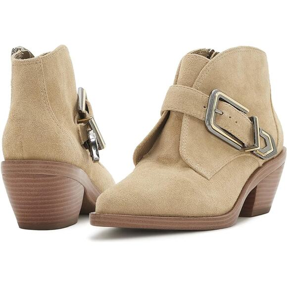 VINCE CAMUTO Women's Ashena Pointed Toe Ankle Boot 6.5 Taupe Suede NWOB - Picture 1 of 11